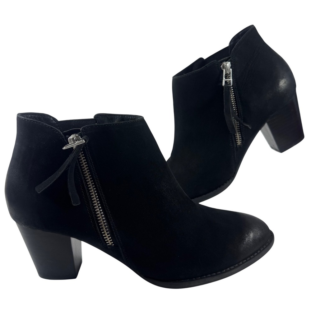 Vionic Upright Sterling Black Suede Leather Ankle Booties‎ Size 9 Women Zipper